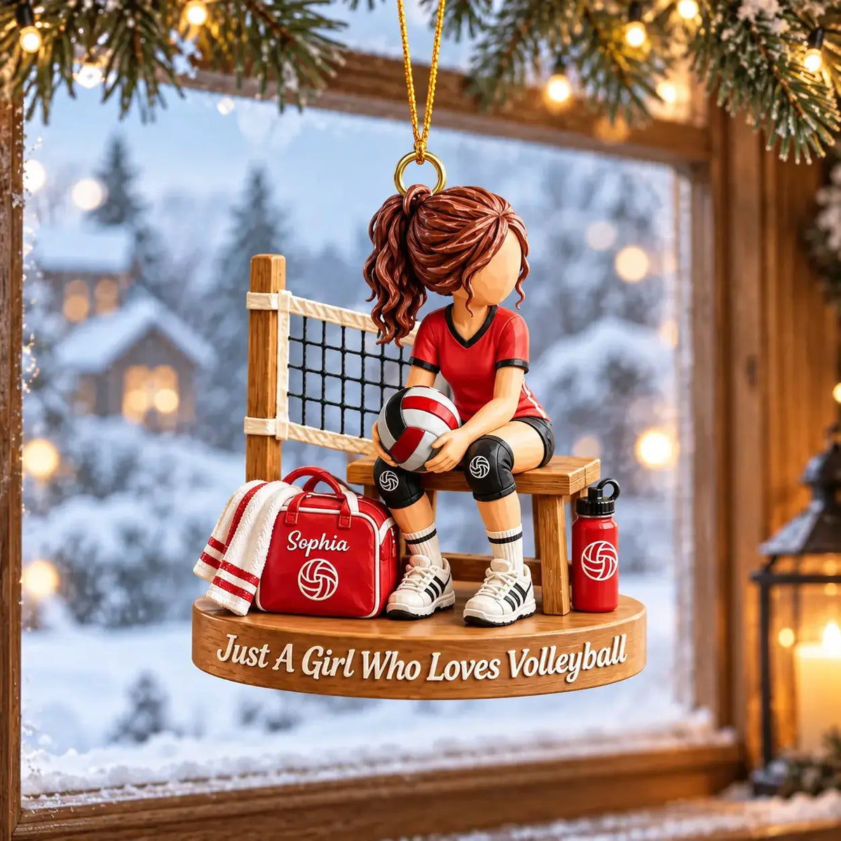 Custom Volleyball Player Christmas Wood Ornament Duconspace