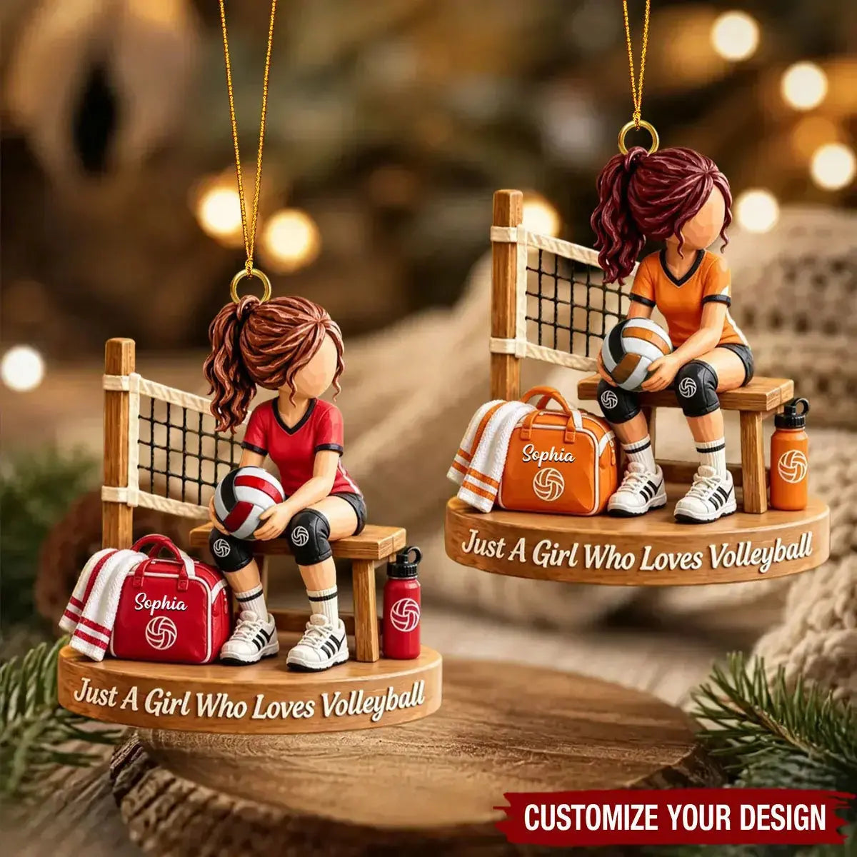 Custom Volleyball Player Christmas Wood Ornament Duconspace