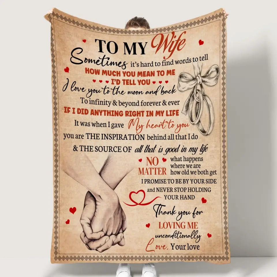 Custom Anniversary Gift for Her - Personalized Blanket Romantic