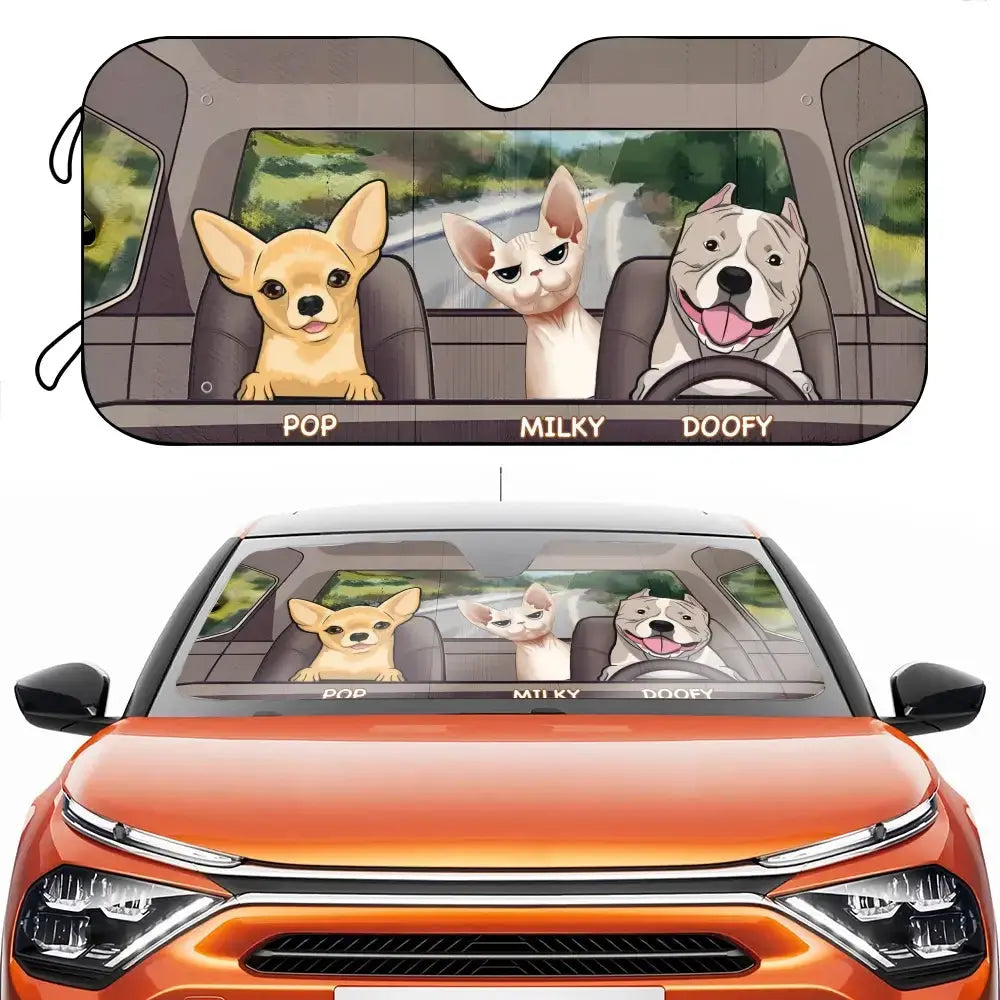 Custom Auto Sunshade - Personalized Gift for Pet Loves Duconspace