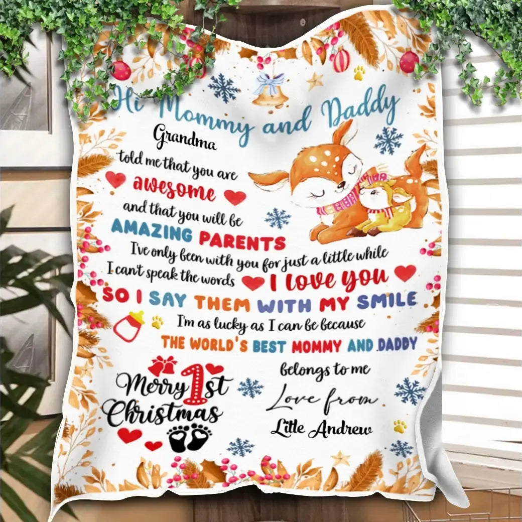 Custom Baby Dear We Love You - Personalized Blanket Mommy & Daddy Duconspace