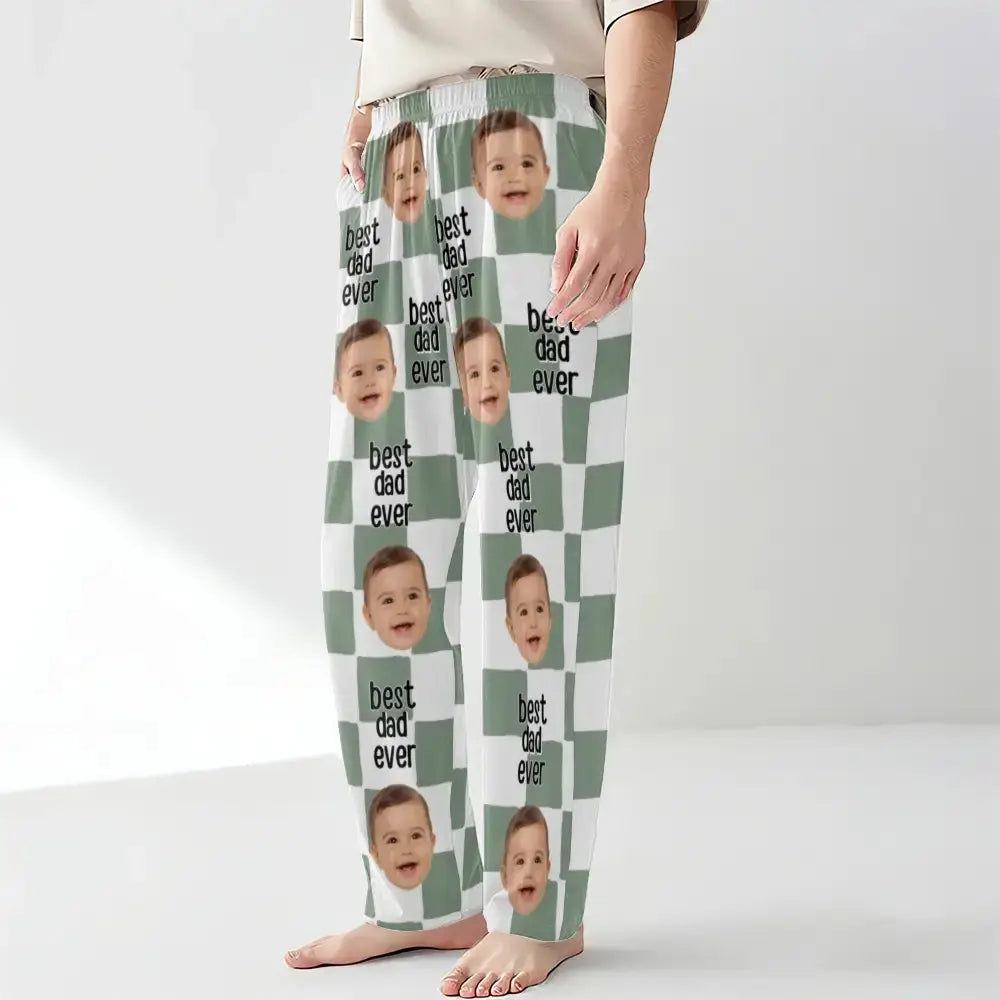 Custom Baby Photo on Pajama Pants - Personalized Gift for Dad