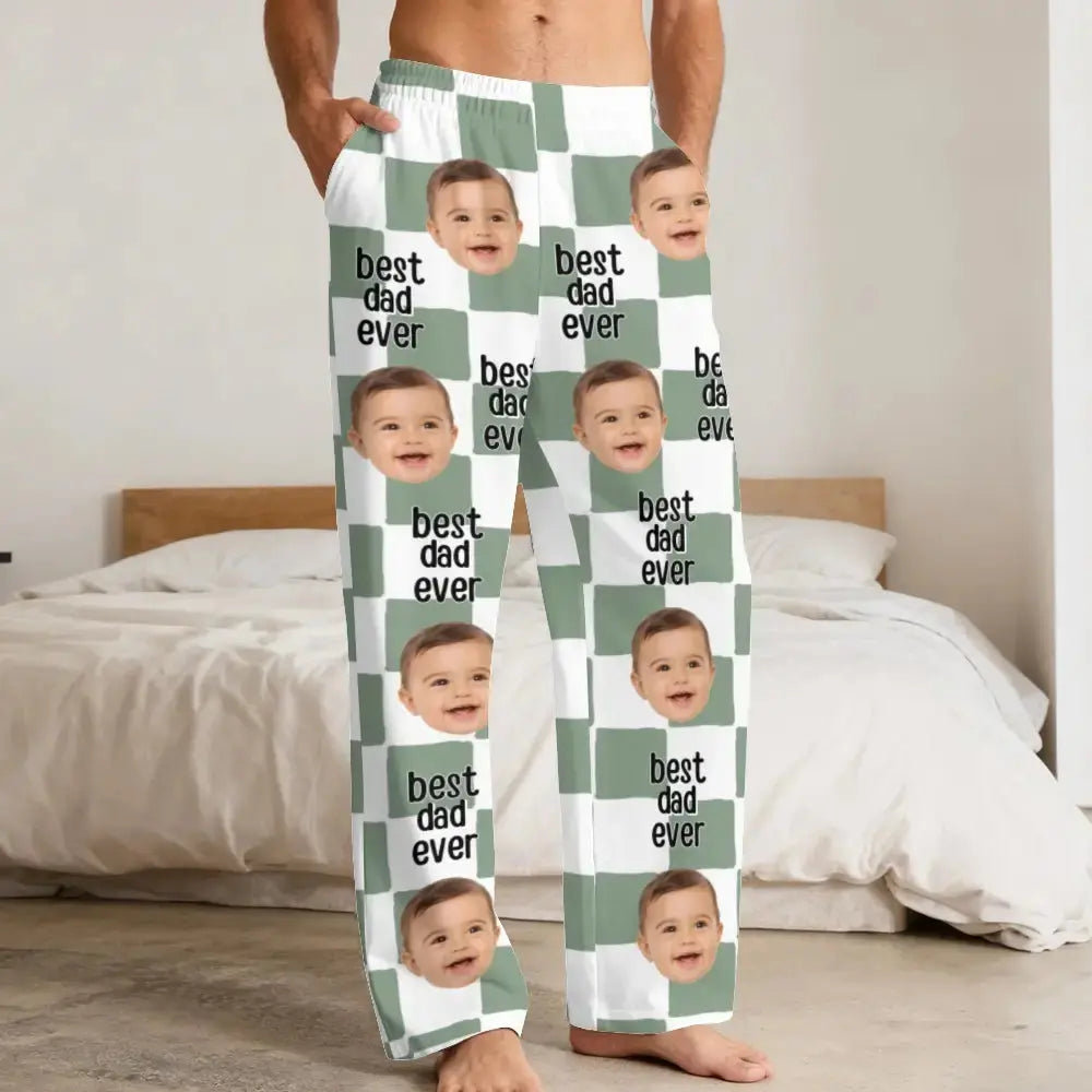 Custom Baby Photo on Pajama Pants - Personalized Gift for Dad
