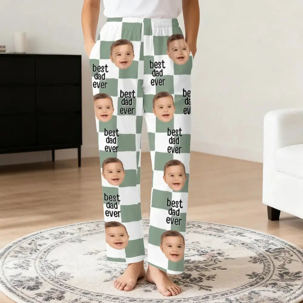 Custom Baby Photo on Pajama Pants - Personalized Gift for Dad