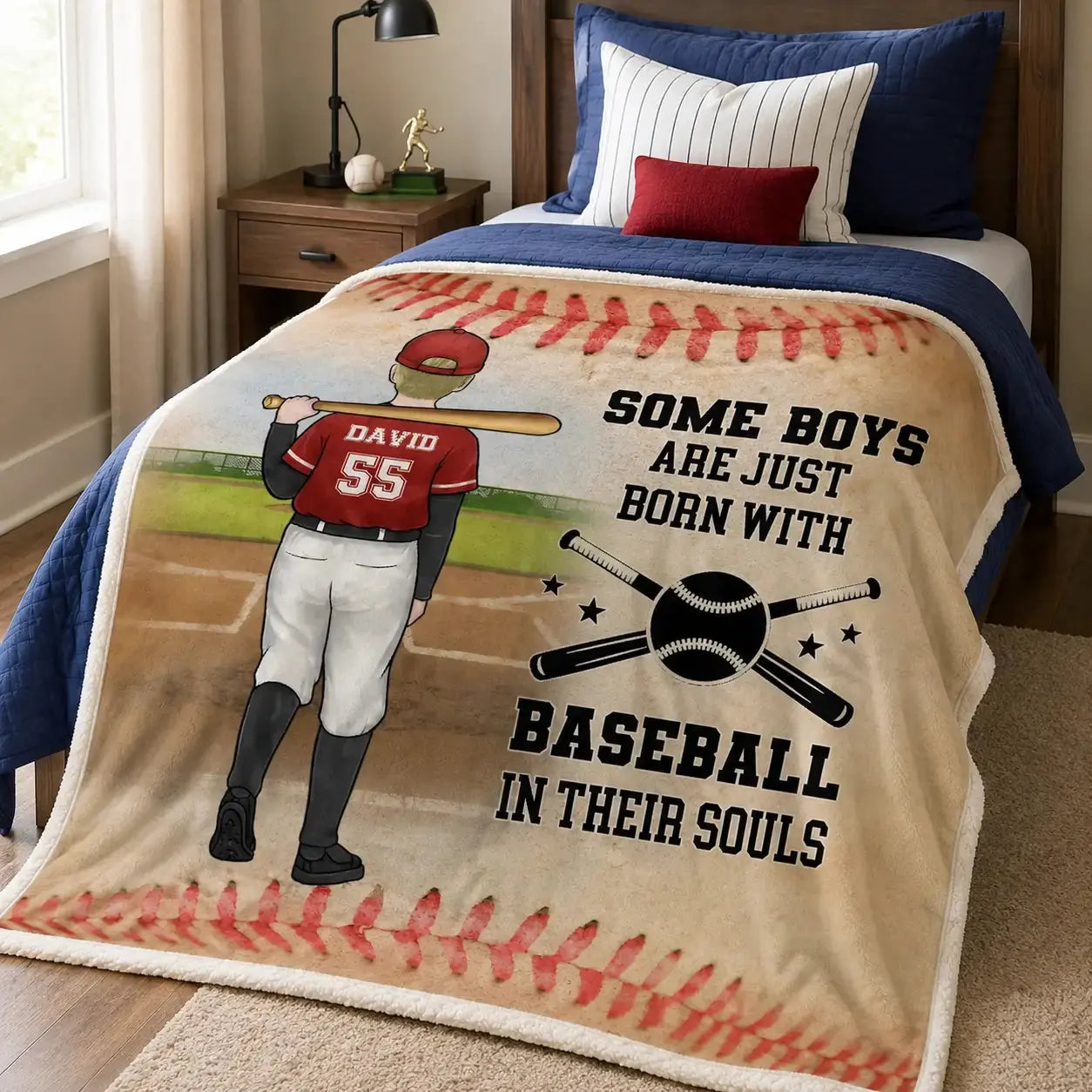 Custom Baseball Blanket - Personalized Gift for Family Member Duconspace