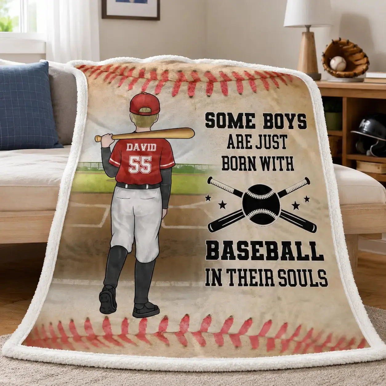 Custom Baseball Blanket - Personalized Gift for Family Member Duconspace