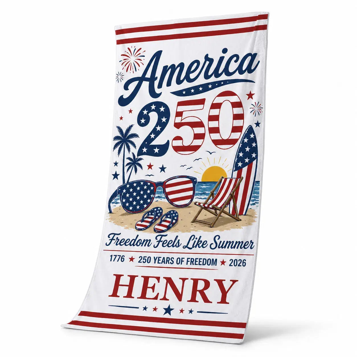 Custom Beach Towel - Personalized America 250th Anniversary Duconspace