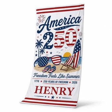 Custom Beach Towel - Personalized America 250th Anniversary Duconspace