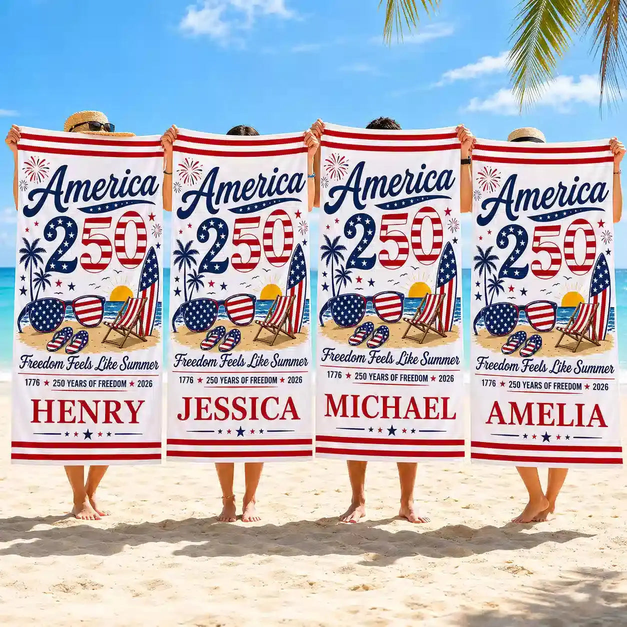 Custom Beach Towel - Personalized America 250th Anniversary Duconspace