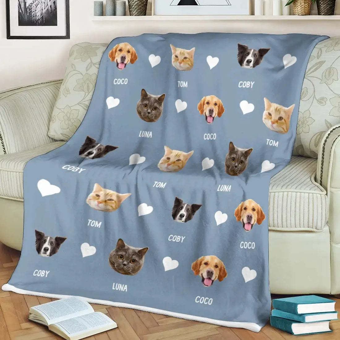 Custom Blanket With Pets Pictures & Name - Personalized Gift for Pet Lovers Duconspace