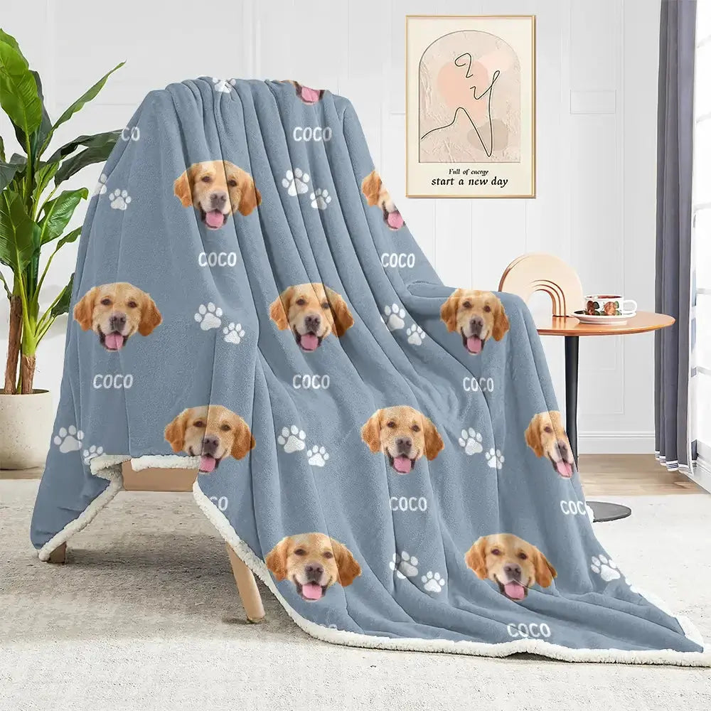 Custom Blanket With Pets Pictures & Name - Personalized Gift for Pet Lovers Duconspace