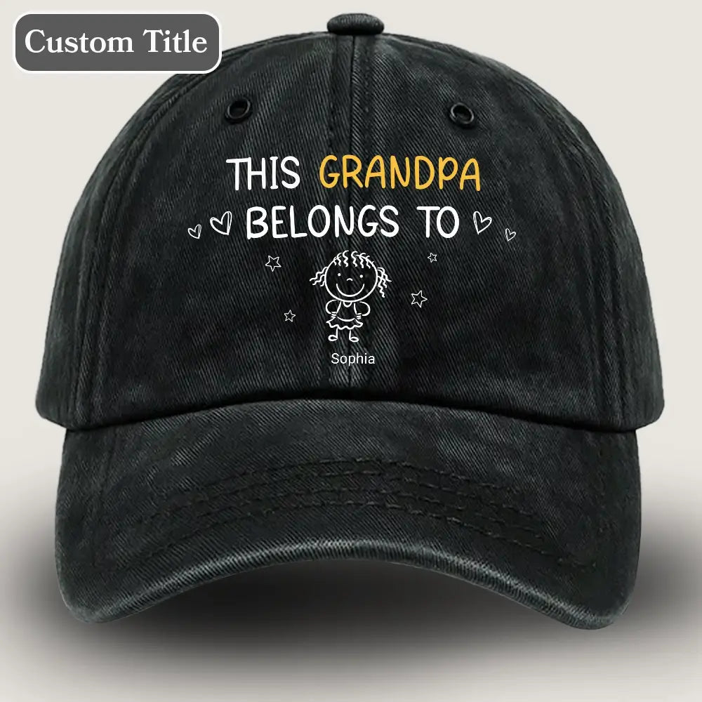 Custom Cap This Grandpa Belongs to - Personalised Grandpa Gift