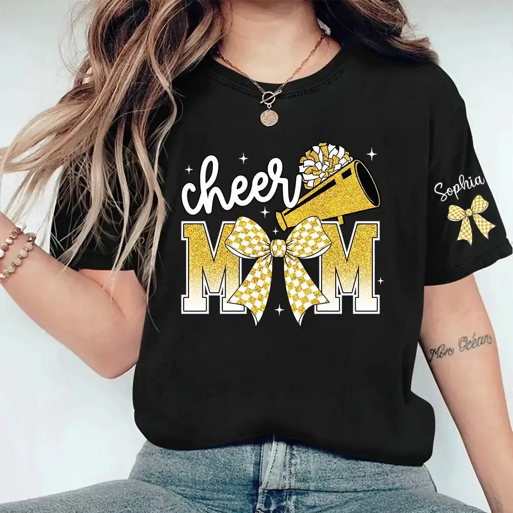 Custom Cheer MoM Bow Sport Shirt - Personalized Gift for Game Day Duconspace
