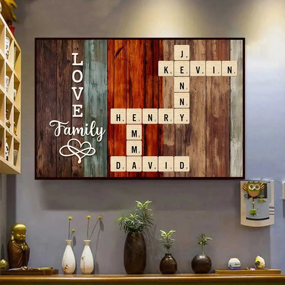 Custom Crossword Art Poster - Personalized Gift for Family Member Duconspace