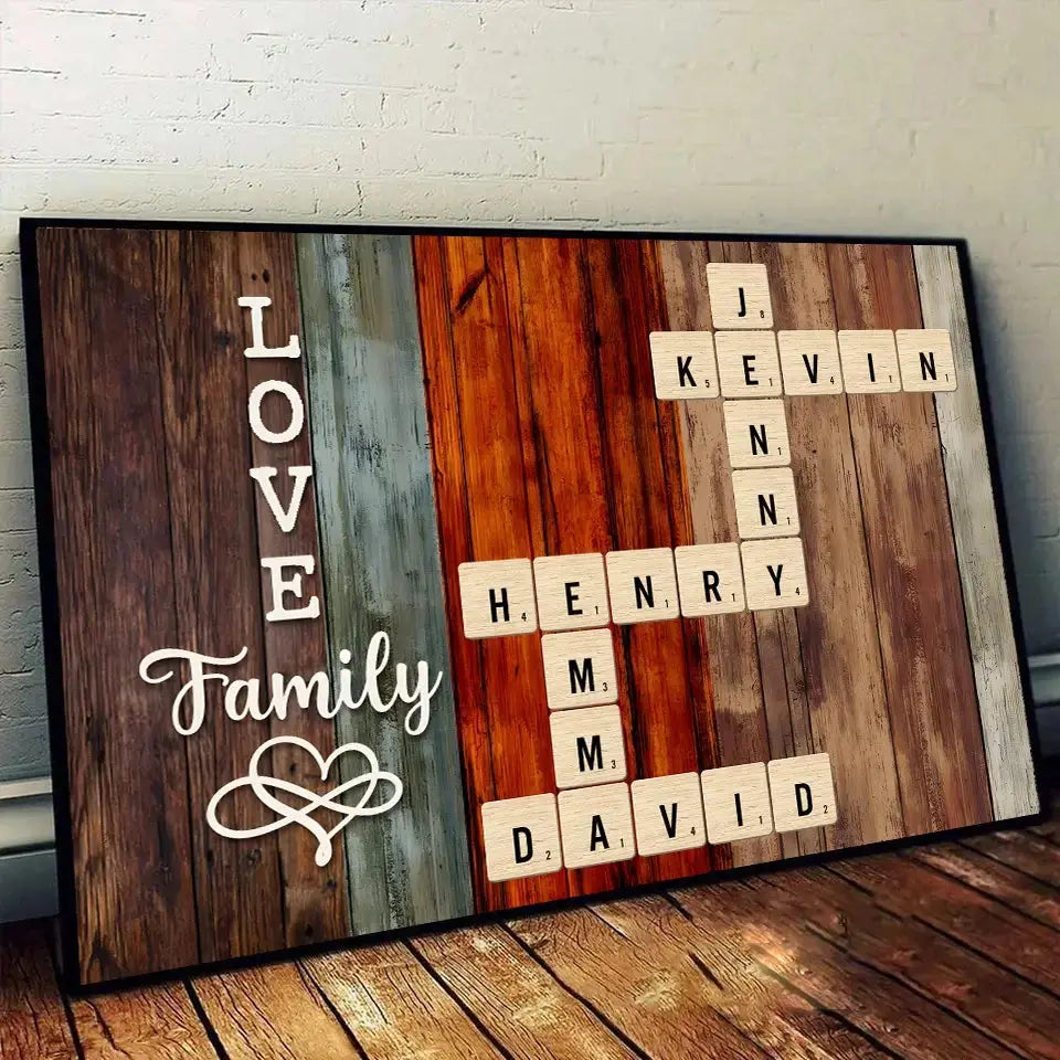 Custom Crossword Art Poster - Personalized Gift for Family Member Duconspace
