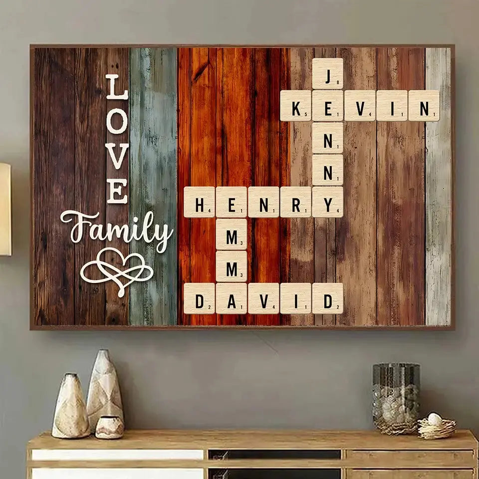 Custom Crossword Art Poster - Personalized Gift for Family Member Duconspace