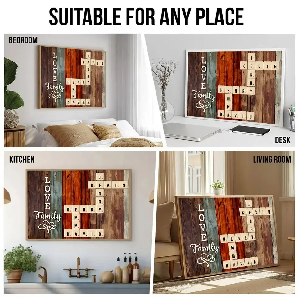 Custom Crossword Art Poster - Personalized Gift for Family Member Duconspace
