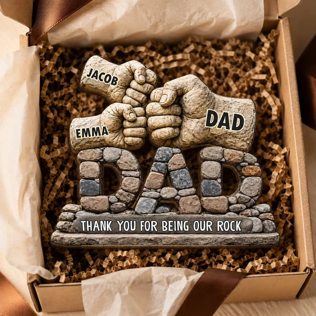 Custom Dad Fist Wooden Plaque Gift