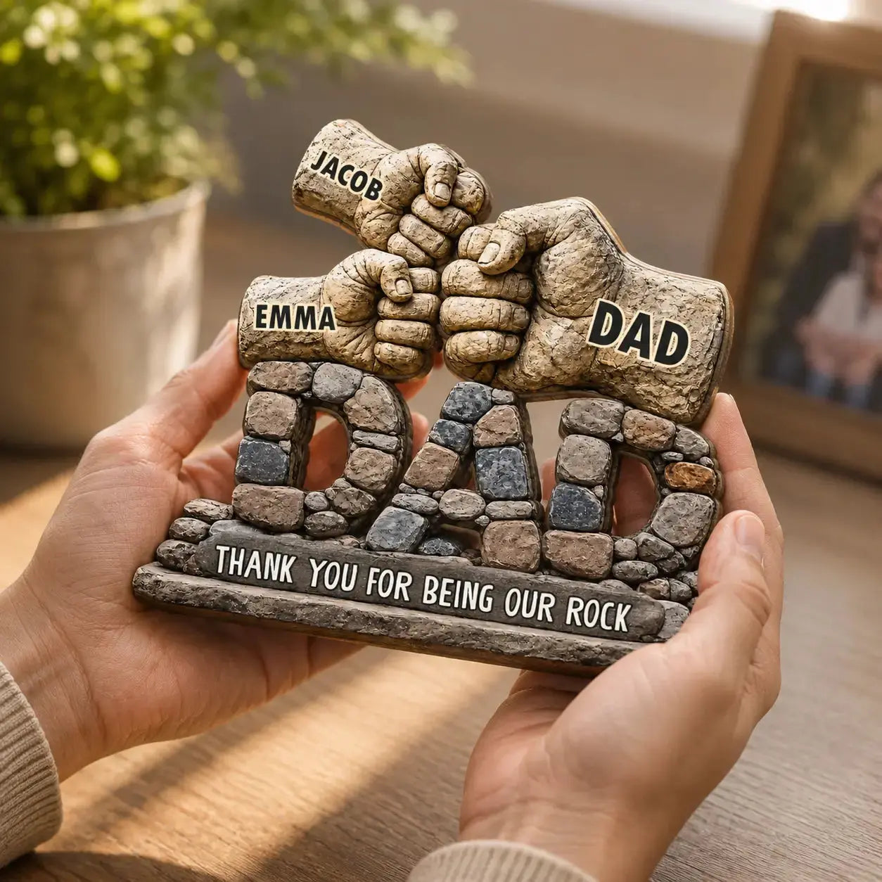 Custom Dad Fist Wooden Plaque Gift