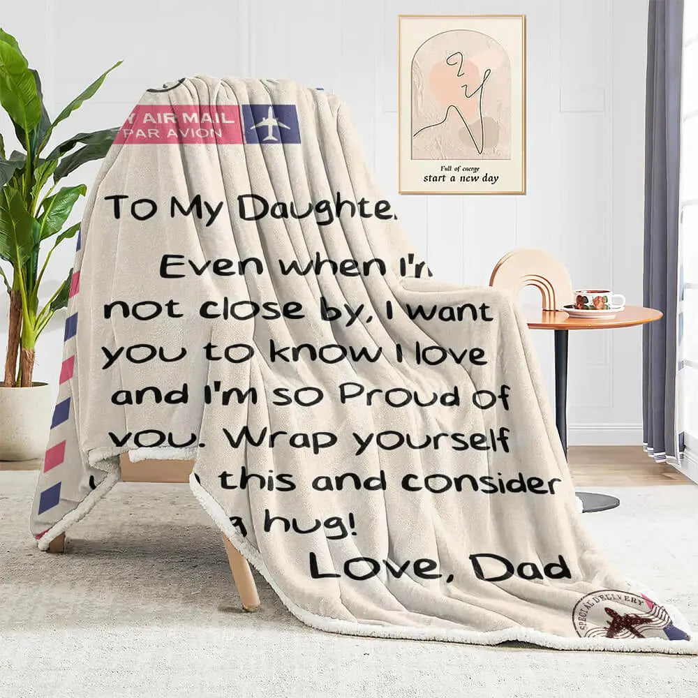 Custom Dad Letter Blanket Gift Daughter, Big Hug Blanket Duconspace