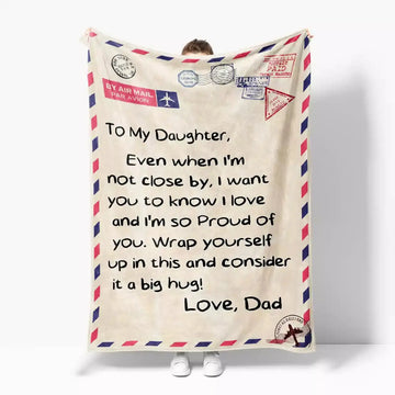 Custom Dad Letter Blanket Gift Daughter, Big Hug Blanket Duconspace