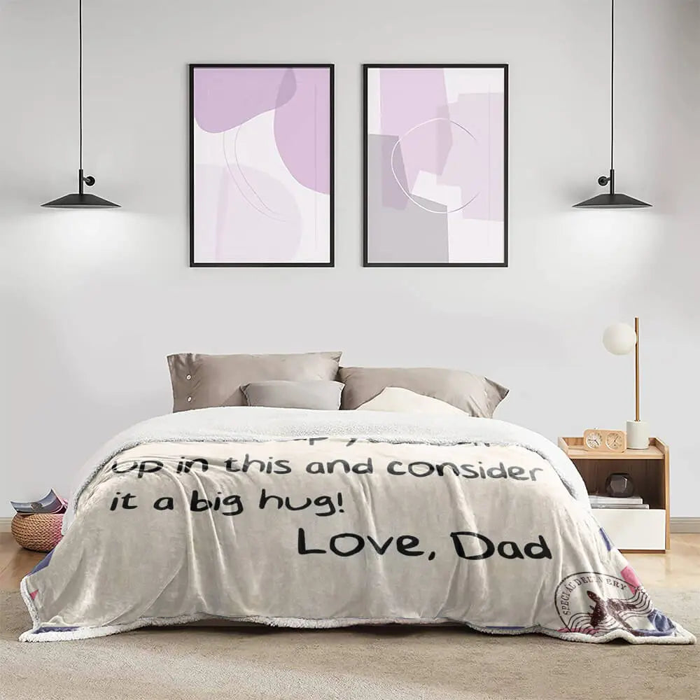 Custom Dad Letter Blanket Gift Daughter, Big Hug Blanket Duconspace