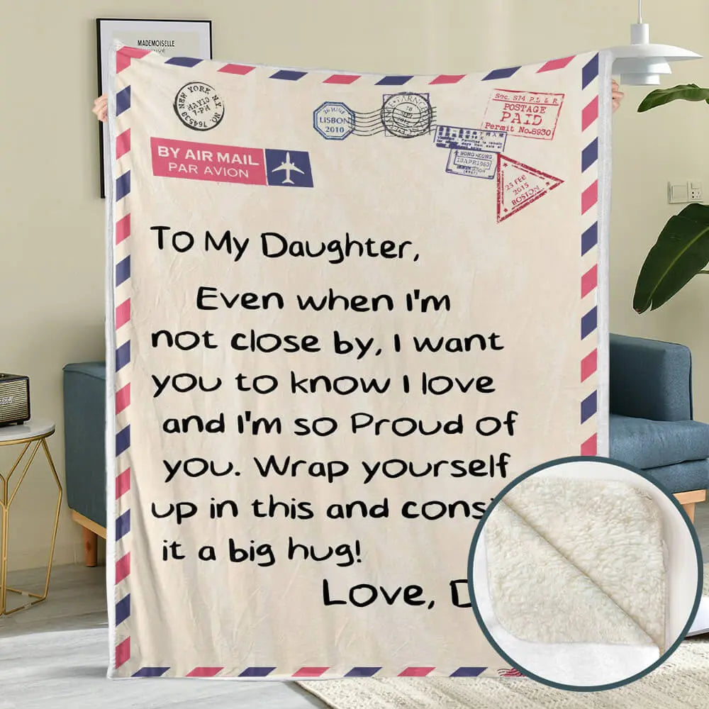 Custom Dad Letter Blanket Gift Daughter, Big Hug Blanket Duconspace