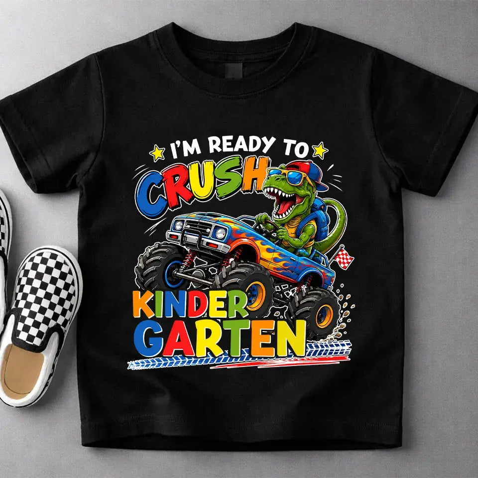 Custom Dino Monster Truck Kids T-Shirt
