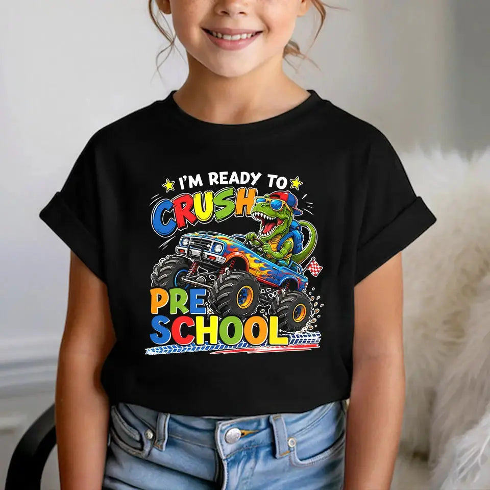 Custom Dino Monster Truck Kids T-Shirt