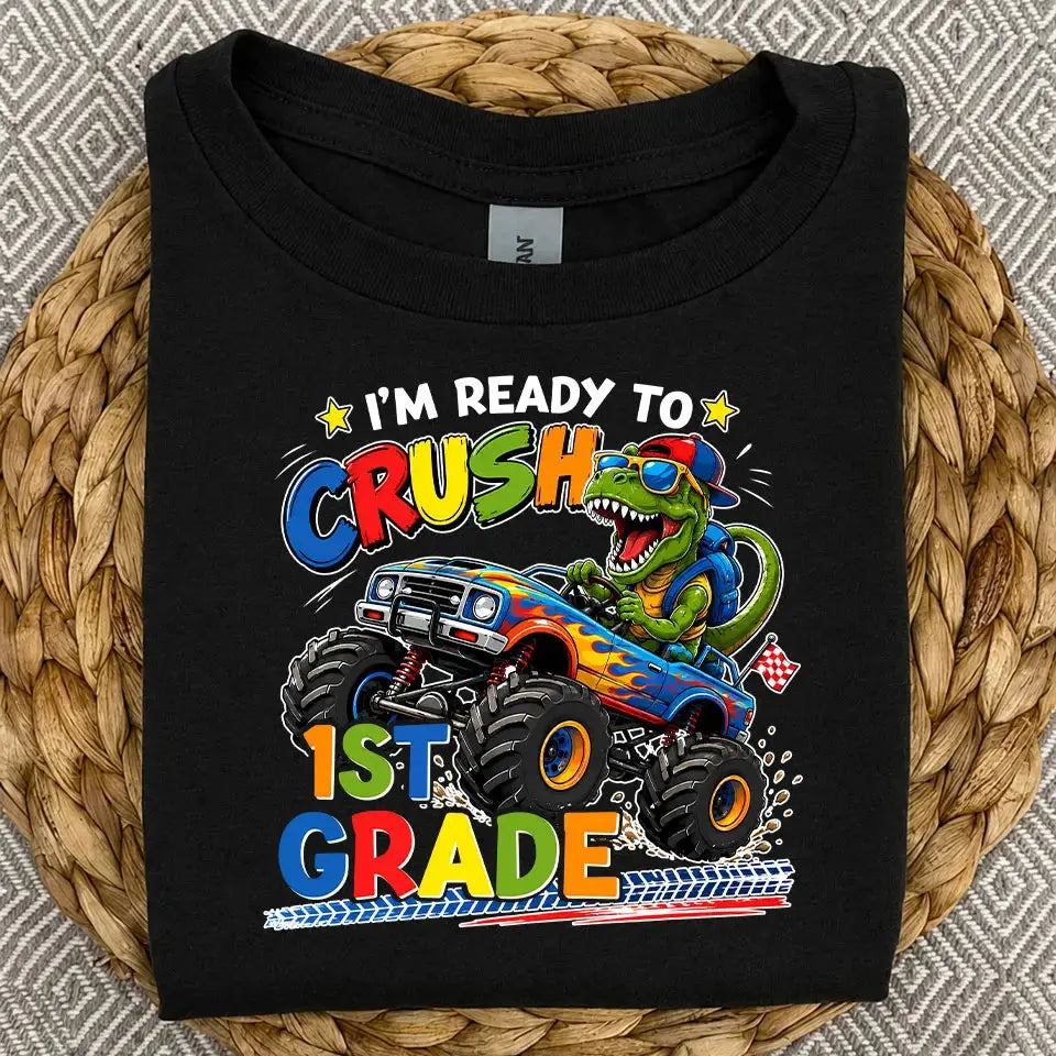 Custom Dino Monster Truck Kids T-Shirt