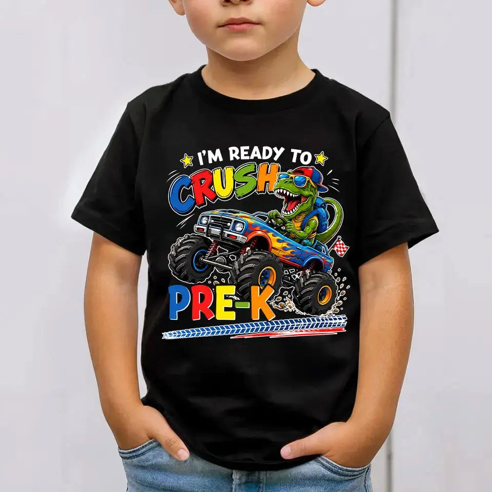 Custom Dino Monster Truck Kids T-Shirt