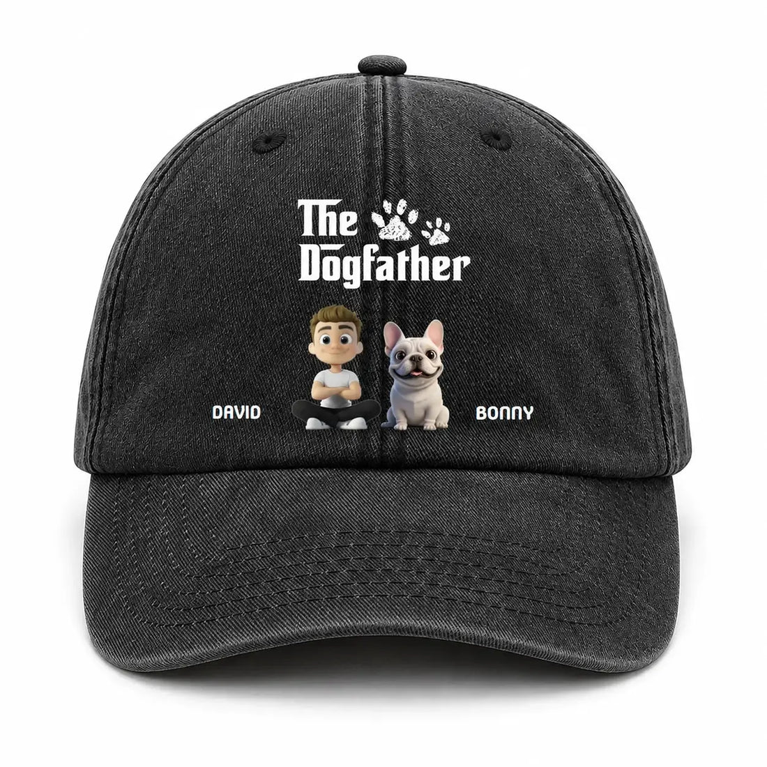 Custom Dog Father Washed Denim Cap - Personalized Gift for Dog Loves Duconspace