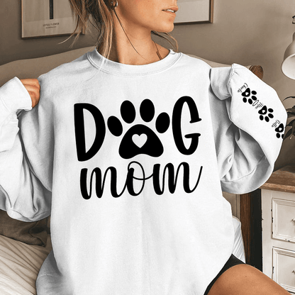 Custom Dog Mom Sweatshirt & Hoodie – Personalized Names on Sleeves | Gift for Dog Lovers