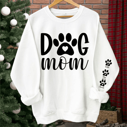 Custom Dog Mom Sweatshirt & Hoodie – Personalized Names on Sleeves | Gift for Dog Lovers
