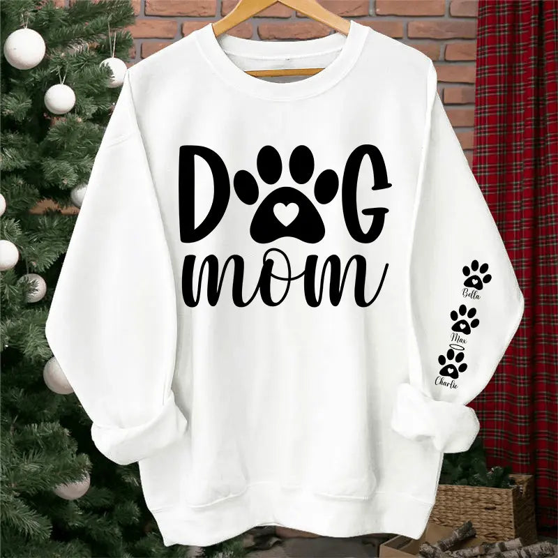 Custom Dog Mom Sweatshirt & Hoodie – Personalized Names on Sleeves | Gift for Dog Lovers Dreamship