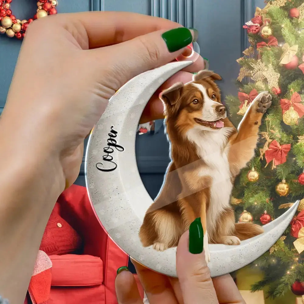 Custom Dog Sit on the Moon - Personalized Ornament, Gift for Pet Lovers Duconspace