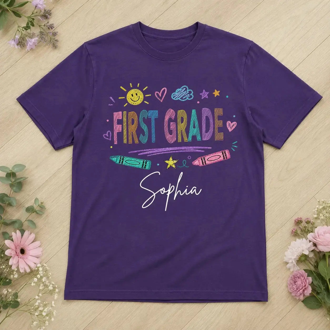 Custom Doodle Crayon shirt - Personalized Back to School Gift
