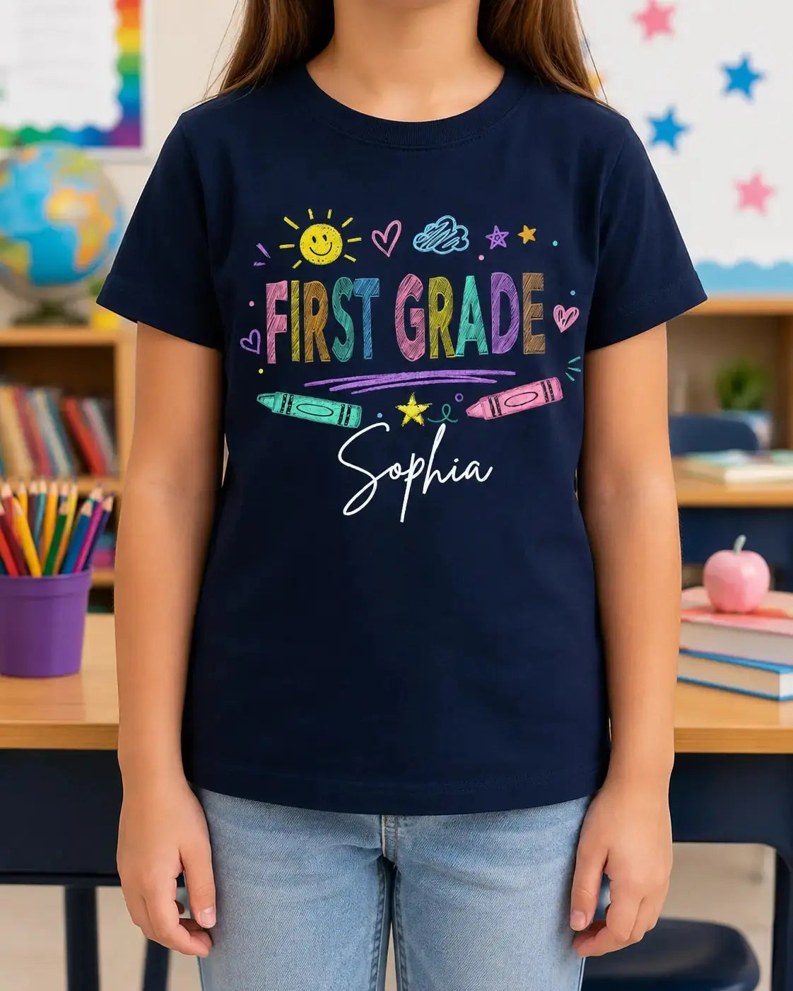 Custom Doodle Crayon shirt - Personalized Back to School Gift