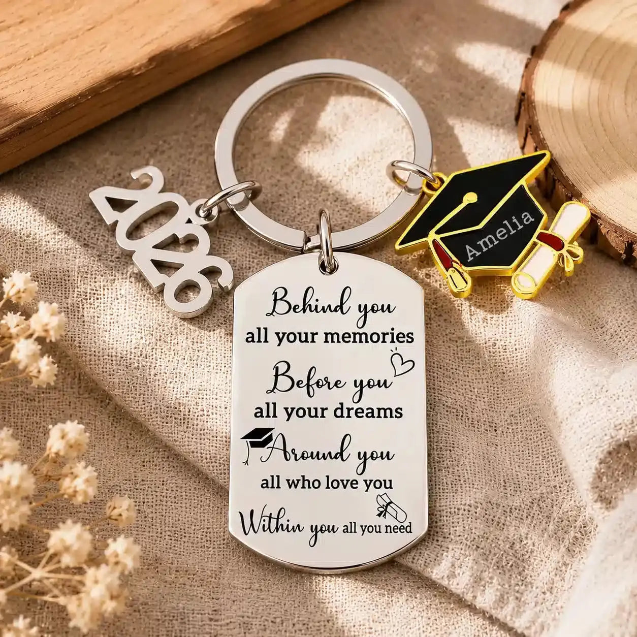 Custom Engraved Graduation Keychain, Graduation Gift Duconspace