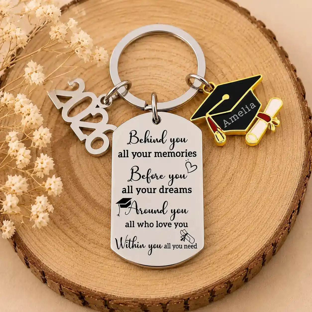 Custom Engraved Graduation Keychain, Graduation Gift Duconspace