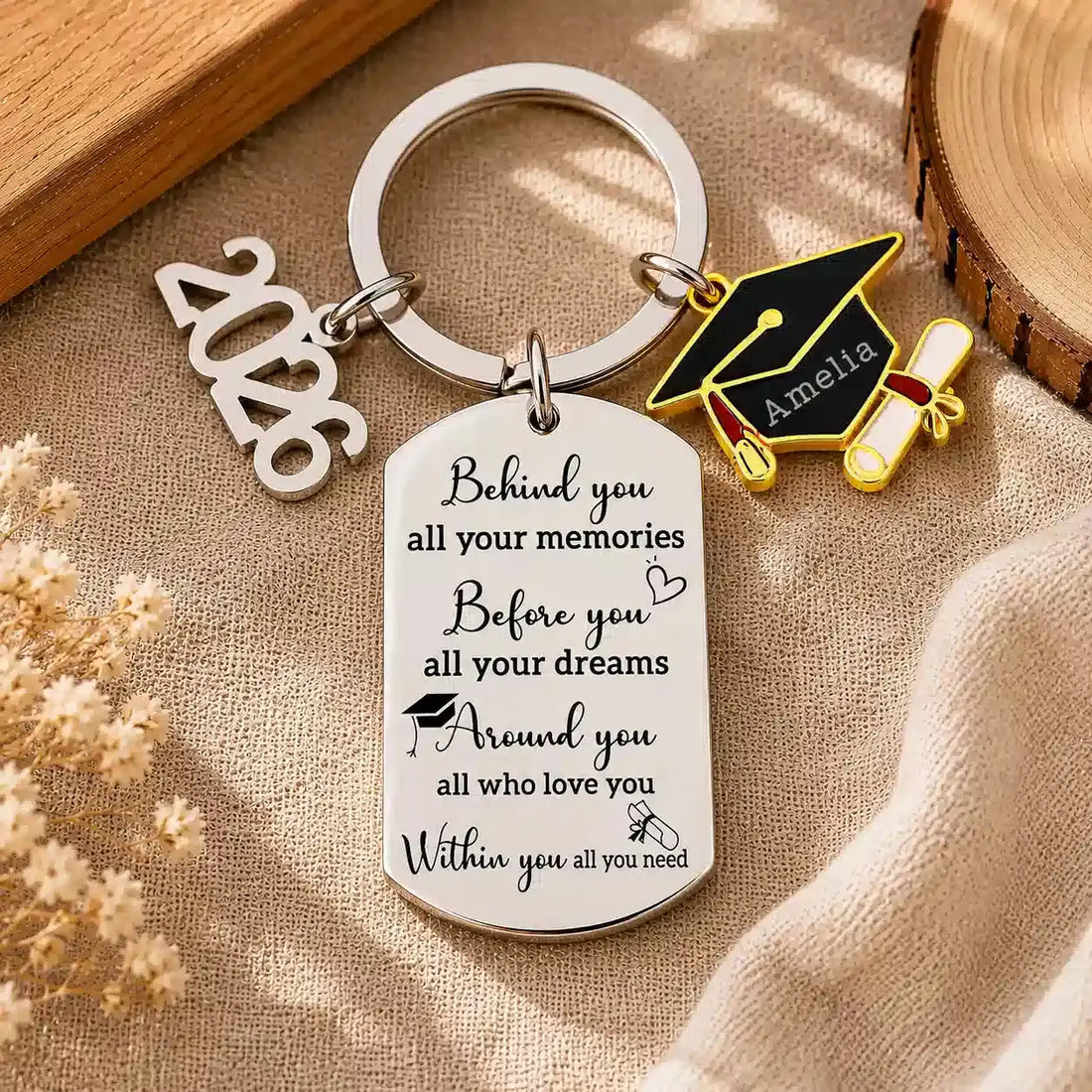 Custom Engraved Graduation Keychain, Graduation Gift Duconspace