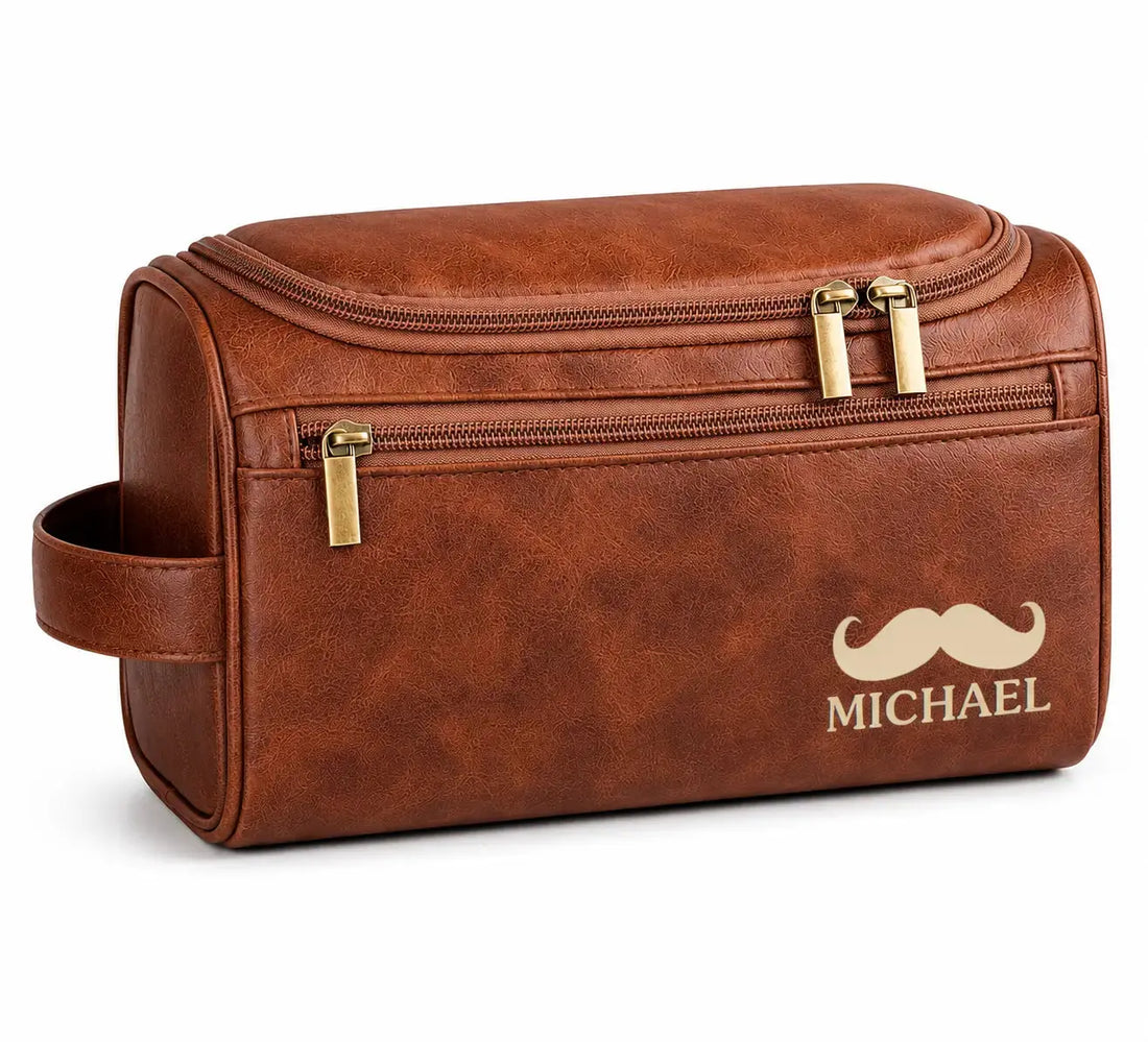 Personalized Initial & Name Leather Toiletry Bag
