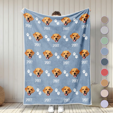 Custom Face Blanket – Personalized Photo Blanket with Name, Cozy Fleece Gift for Family, Friends & Pet Lovers