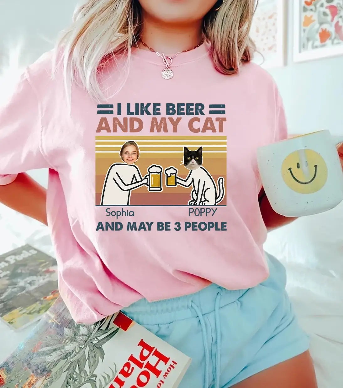 Custom Face T-shirt, I Like Beer and My Dog - Personal Gift for Pet Lovers
