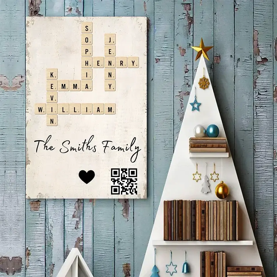 Custom Family Crossword Art Poster - Personalized Gift for Family Duconspace