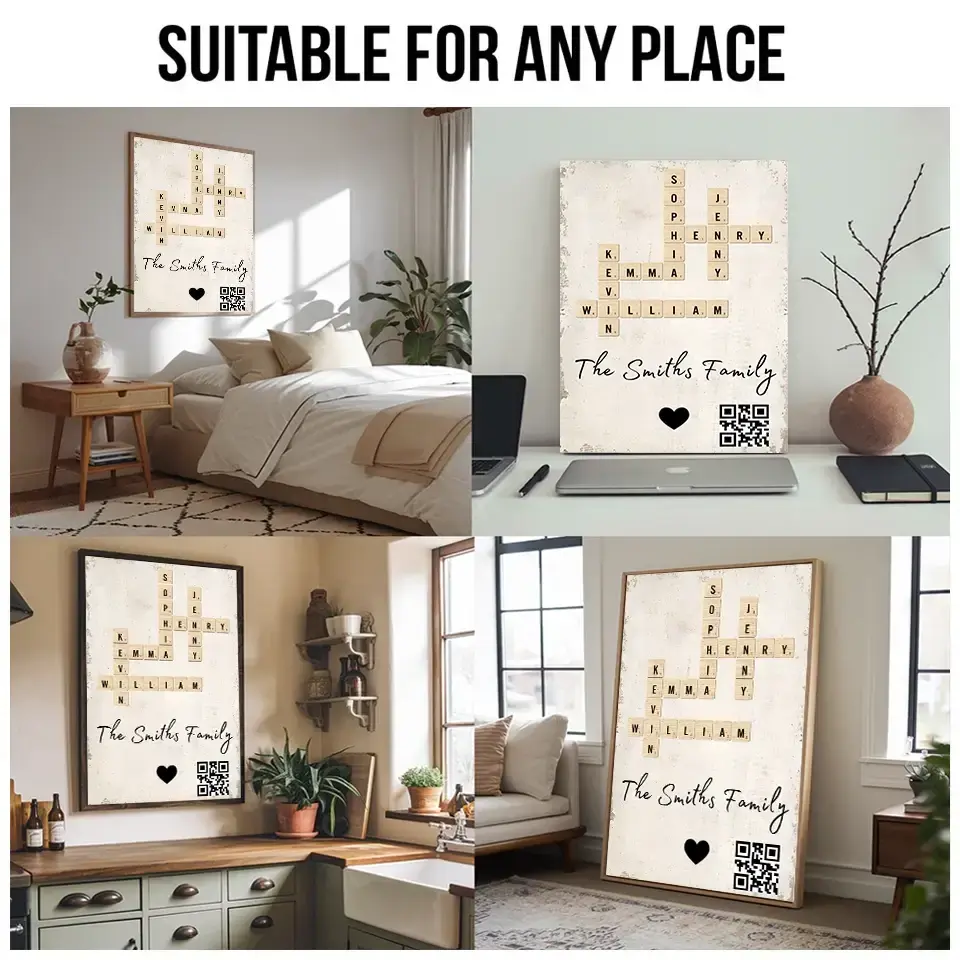 Custom Family Crossword Art Poster - Personalized Gift for Family Duconspace