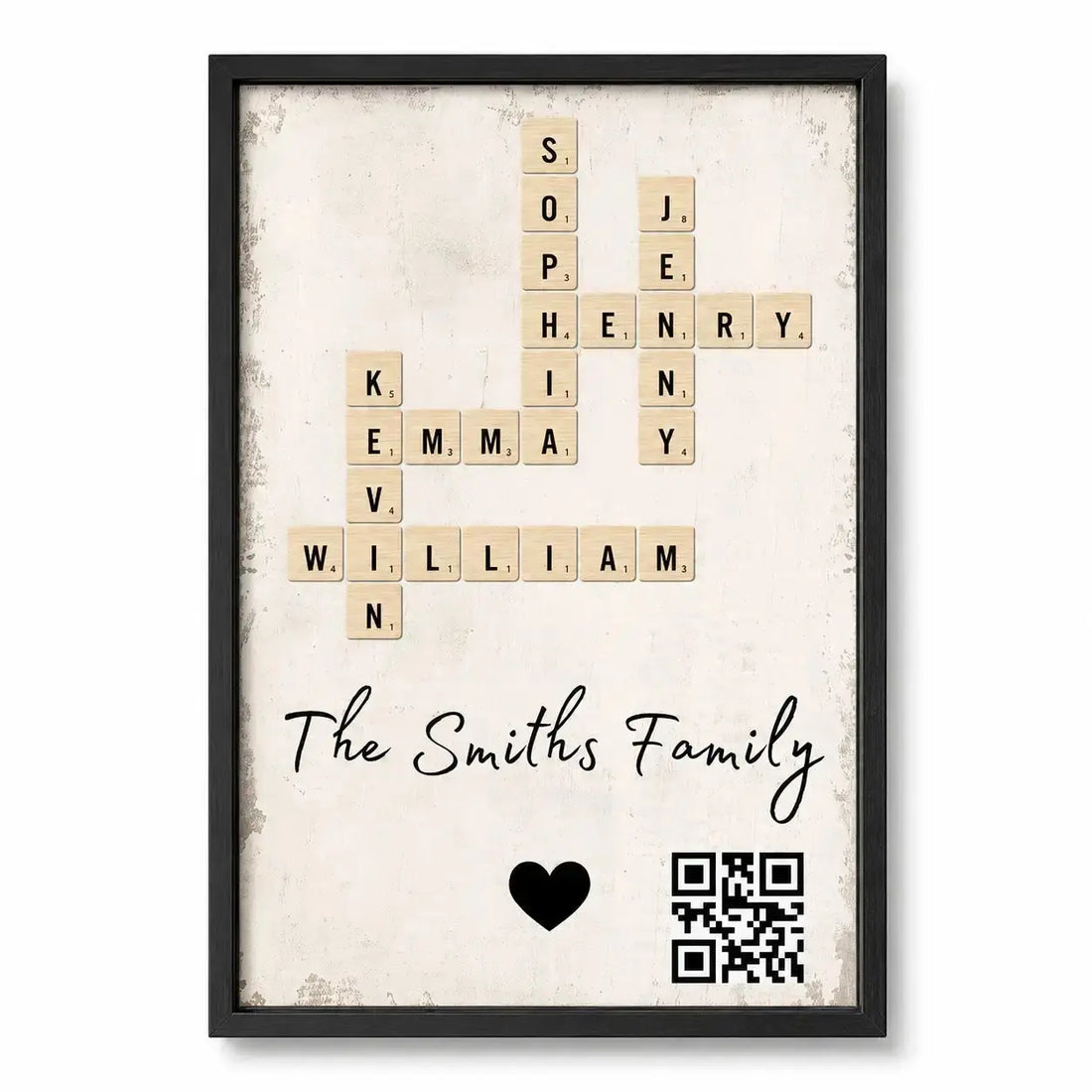 Custom Family Crossword Art Poster - Personalized Gift for Family Duconspace