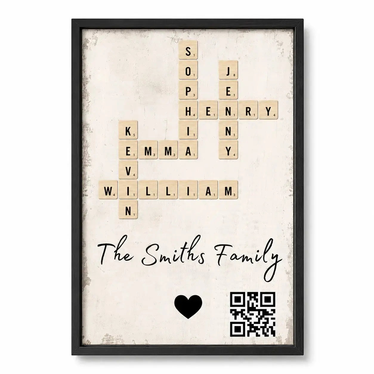 Custom Family Crossword Art Poster - Personalized Gift for Family Duconspace