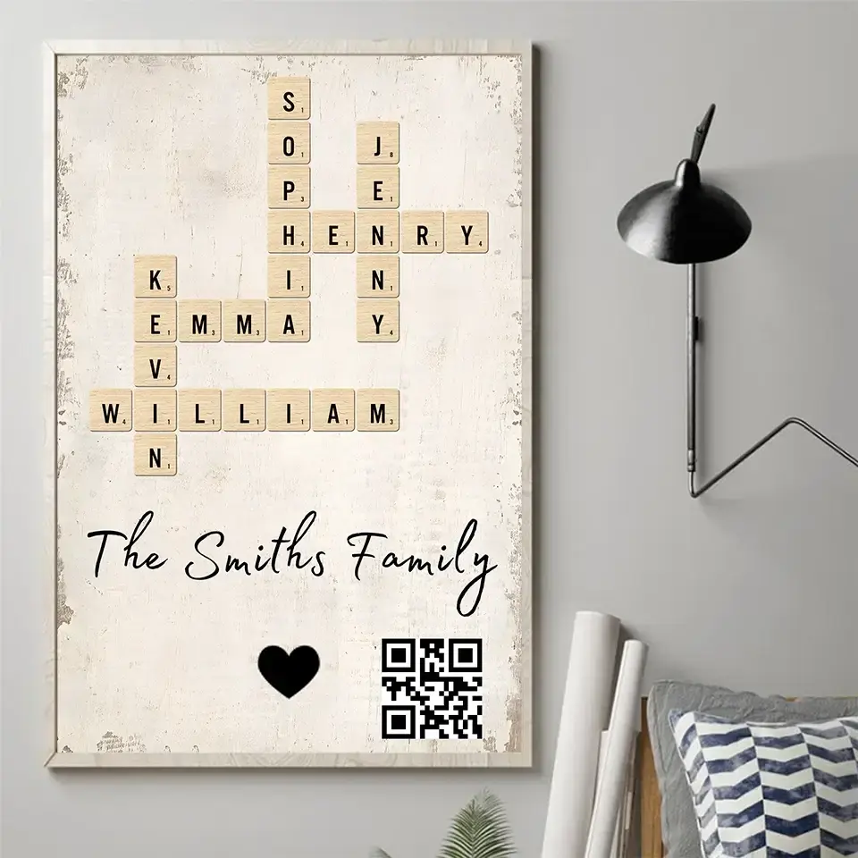 Custom Family Crossword Art Poster - Personalized Gift for Family Duconspace