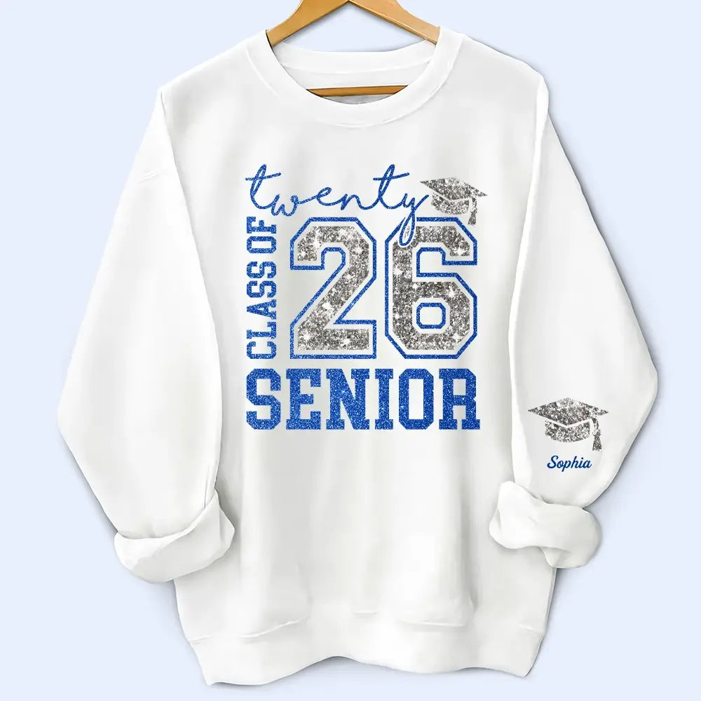 Custom Faux Glitter Senior 2026 Shirt - Personalized Graduation Tee Duconspace